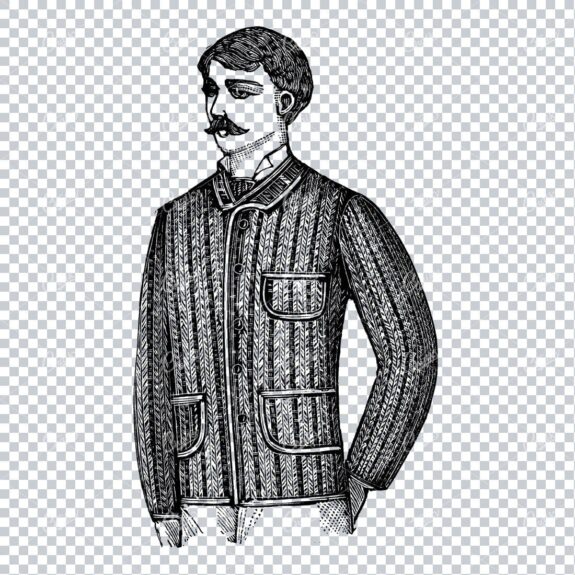 Victorian Fashion Illustration - Gentleman Wearing a Smokers Jacket No.1