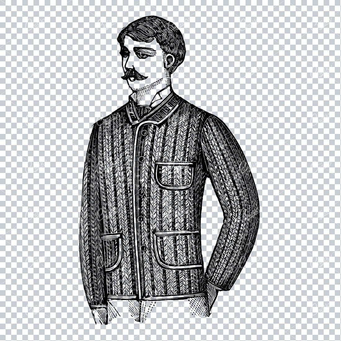 Victorian Fashion Illustration - Gentleman Wearing a Smokers Jacket No.1