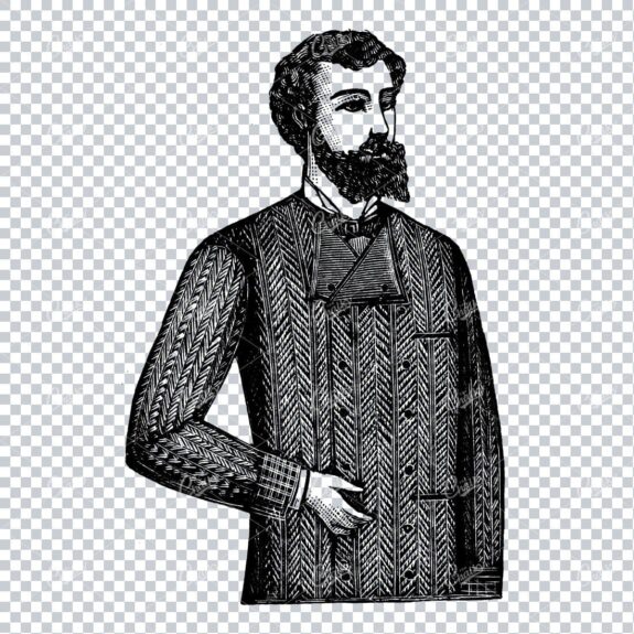 Victorian Fashion Illustration - Gentleman Wearing a Smokers Jacket No.2