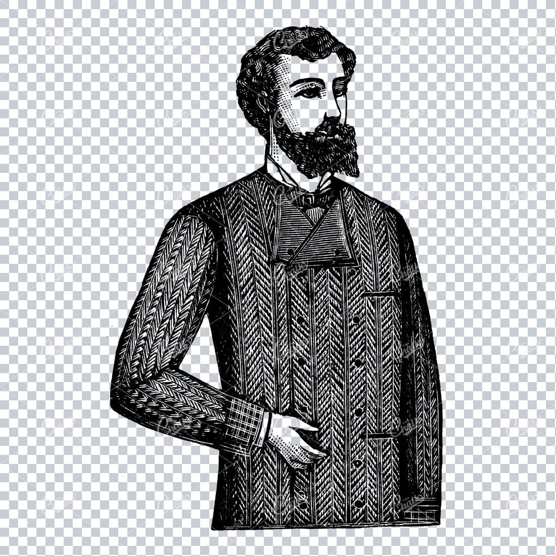 Victorian Fashion Illustration - Gentleman Wearing a Smokers Jacket No.2