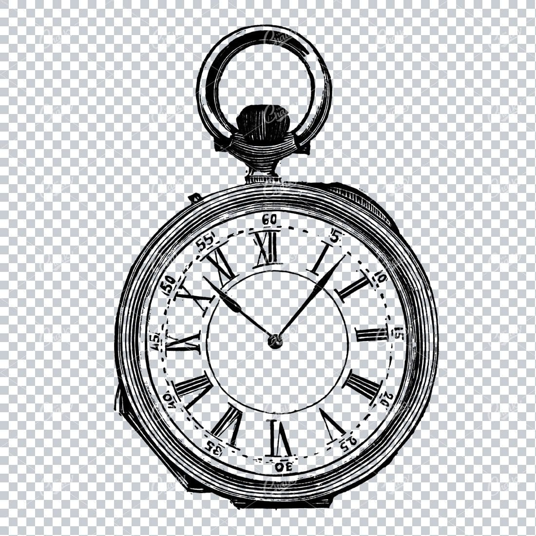 Victorian Fashion Illustration - Pocket Watch No.1