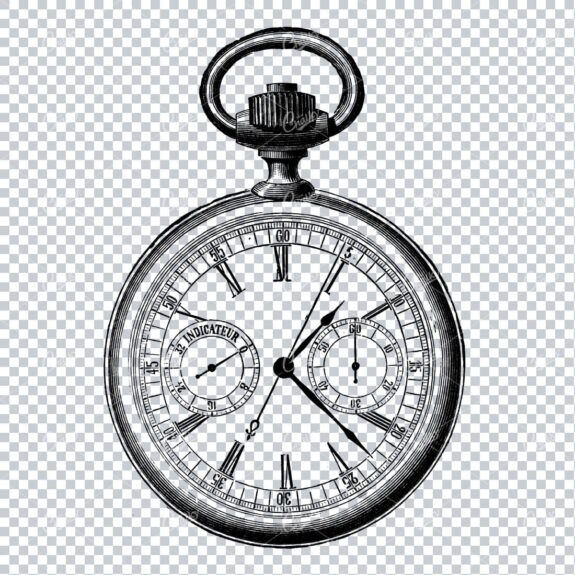 Victorian Fashion Illustration - Pocket Watch No.2