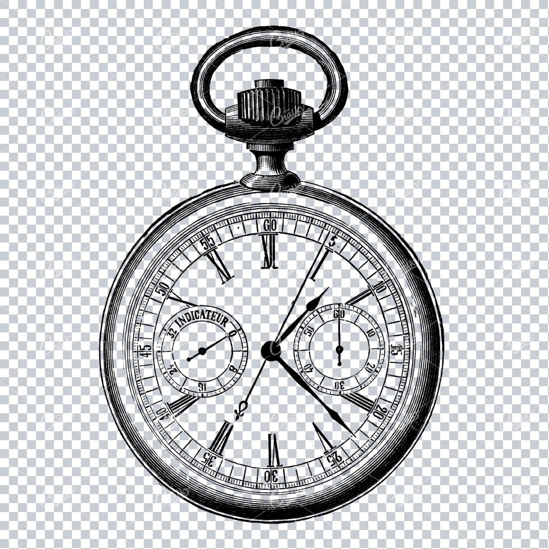 Victorian Fashion Illustration - Pocket Watch No.2