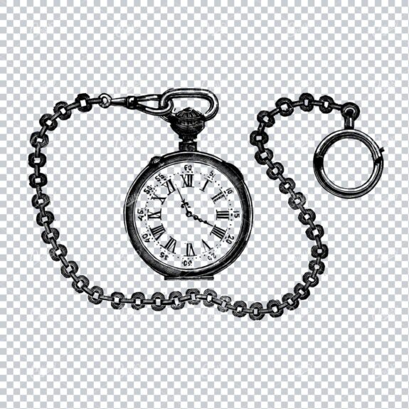 Victorian Fashion Illustration - Pocket Watch No.3