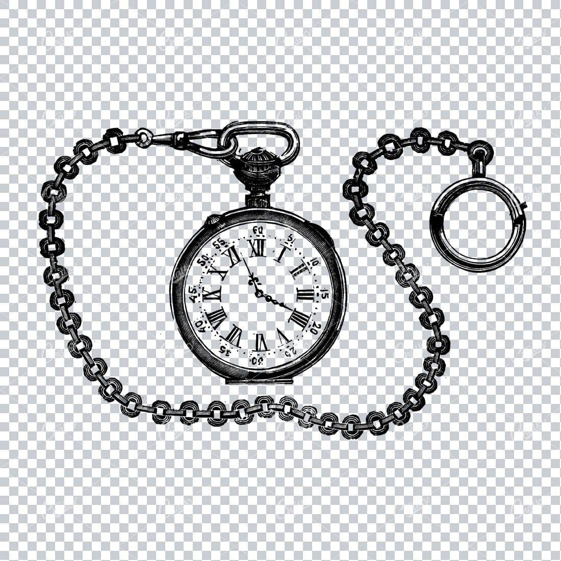 Victorian Fashion Illustration - Pocket Watch No.3