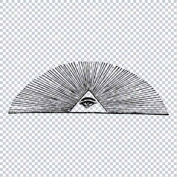 Human Eye Inside a Triangle / Pyramid with Sun Burst Lines No.2