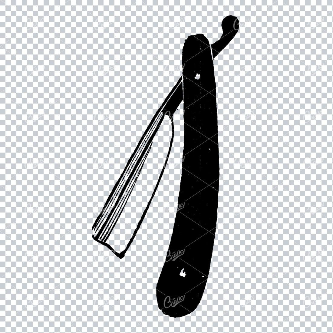 Vintage Engraved Drawing of a Barbers Razorblade No.1
