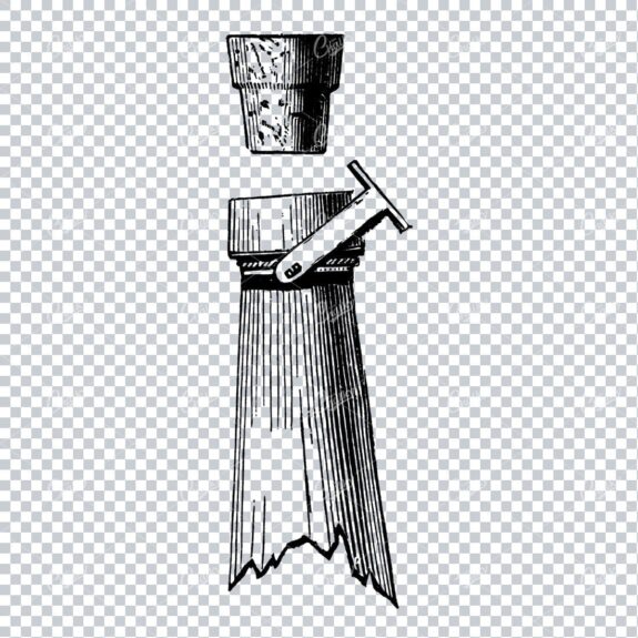 Vintage Illustration of a Wine Bottle Popping its Cork