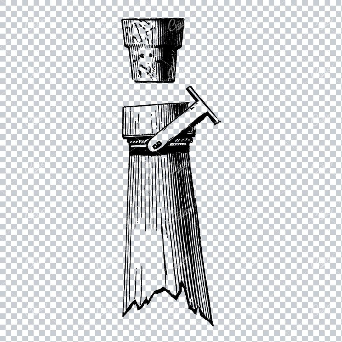 Vintage Illustration of a Wine Bottle Popping its Cork