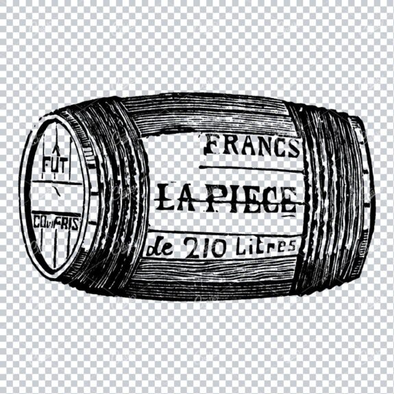 Old Illustration of a Wooden Wine Barrel No.2
