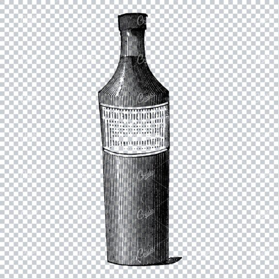 Antique Wine / Champagne Bottle Illustration No.1