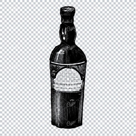 Antique Wine / Champagne Bottle Illustration No.2