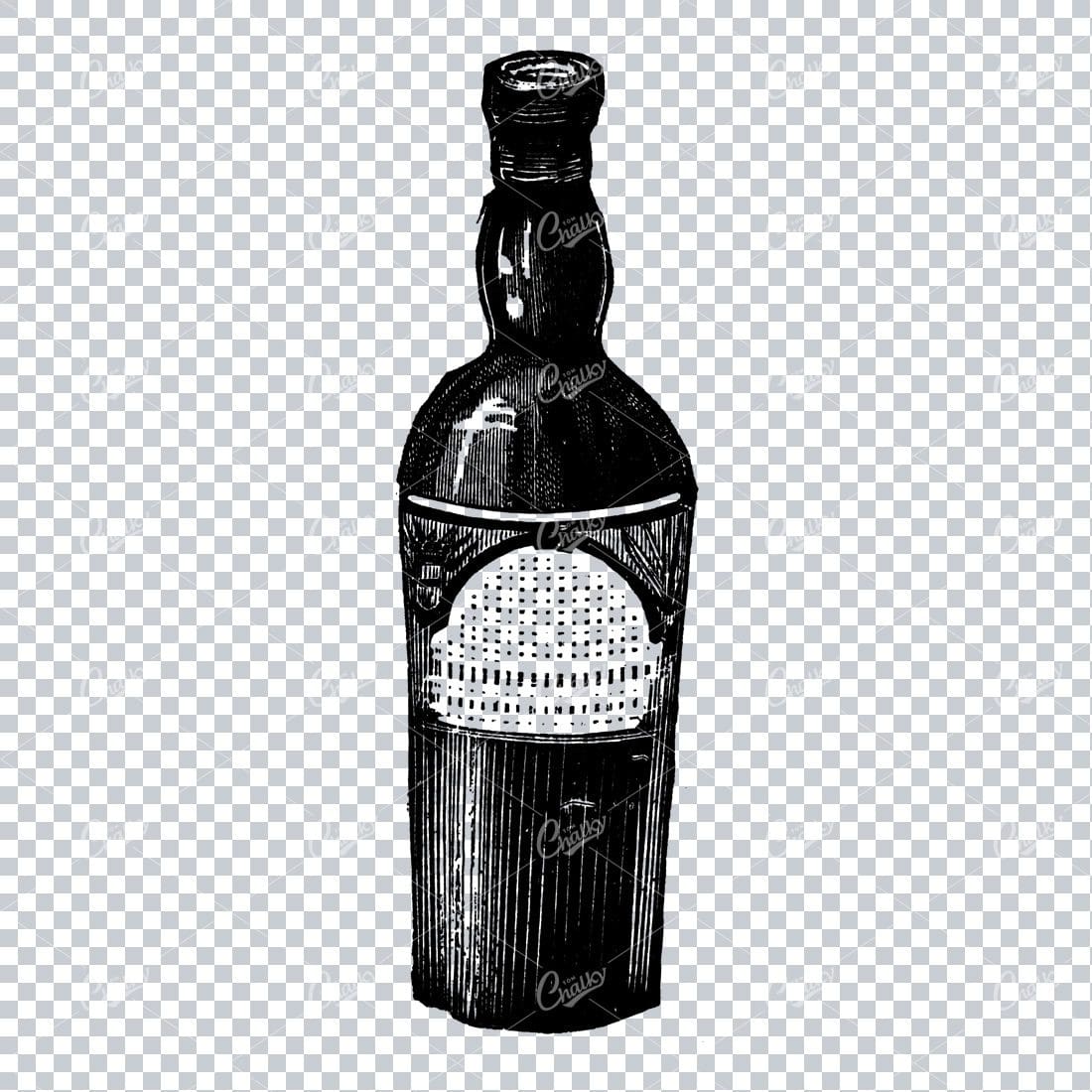 Antique Wine / Champagne Bottle Illustration No.2