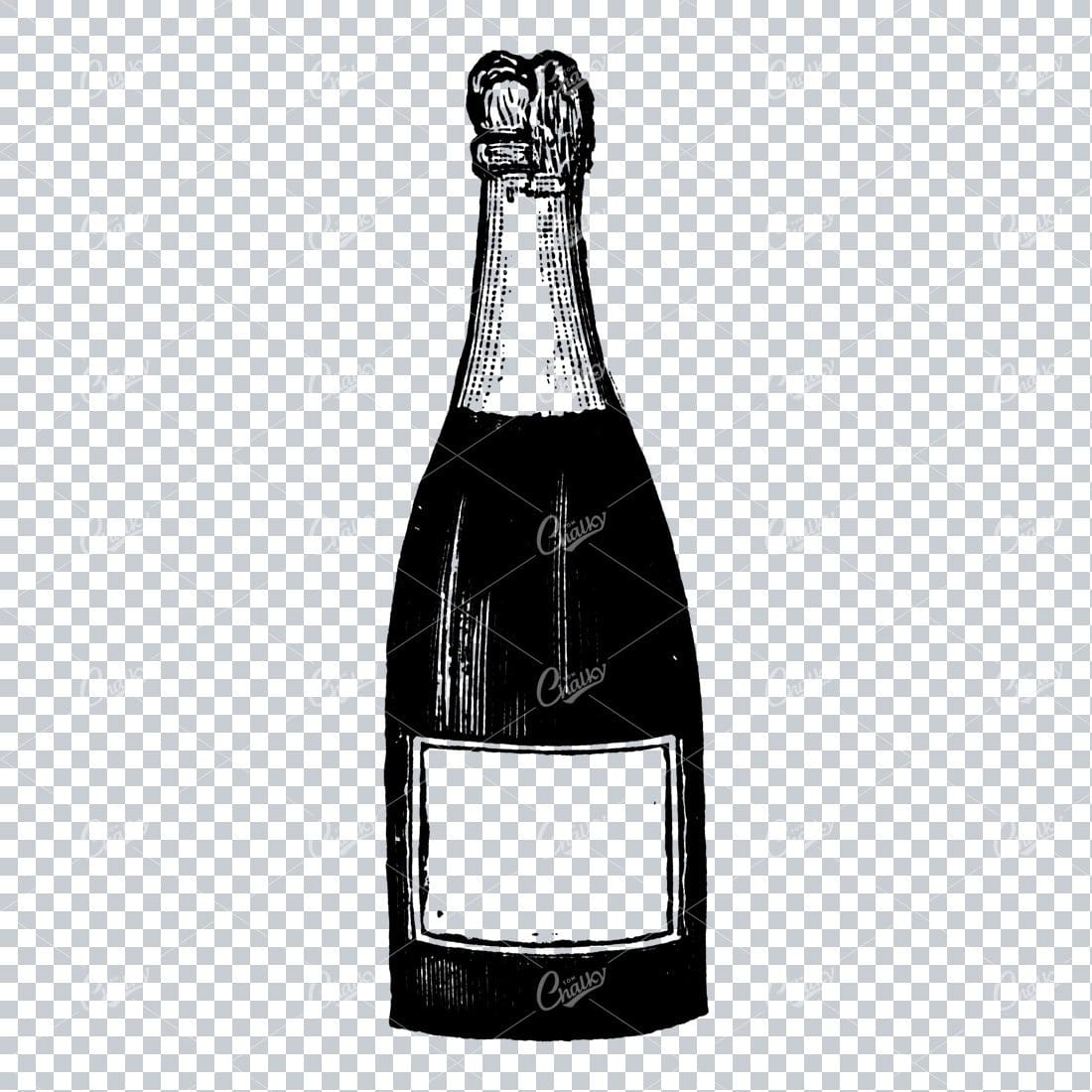 Antique Wine / Champagne Bottle Illustration No.3