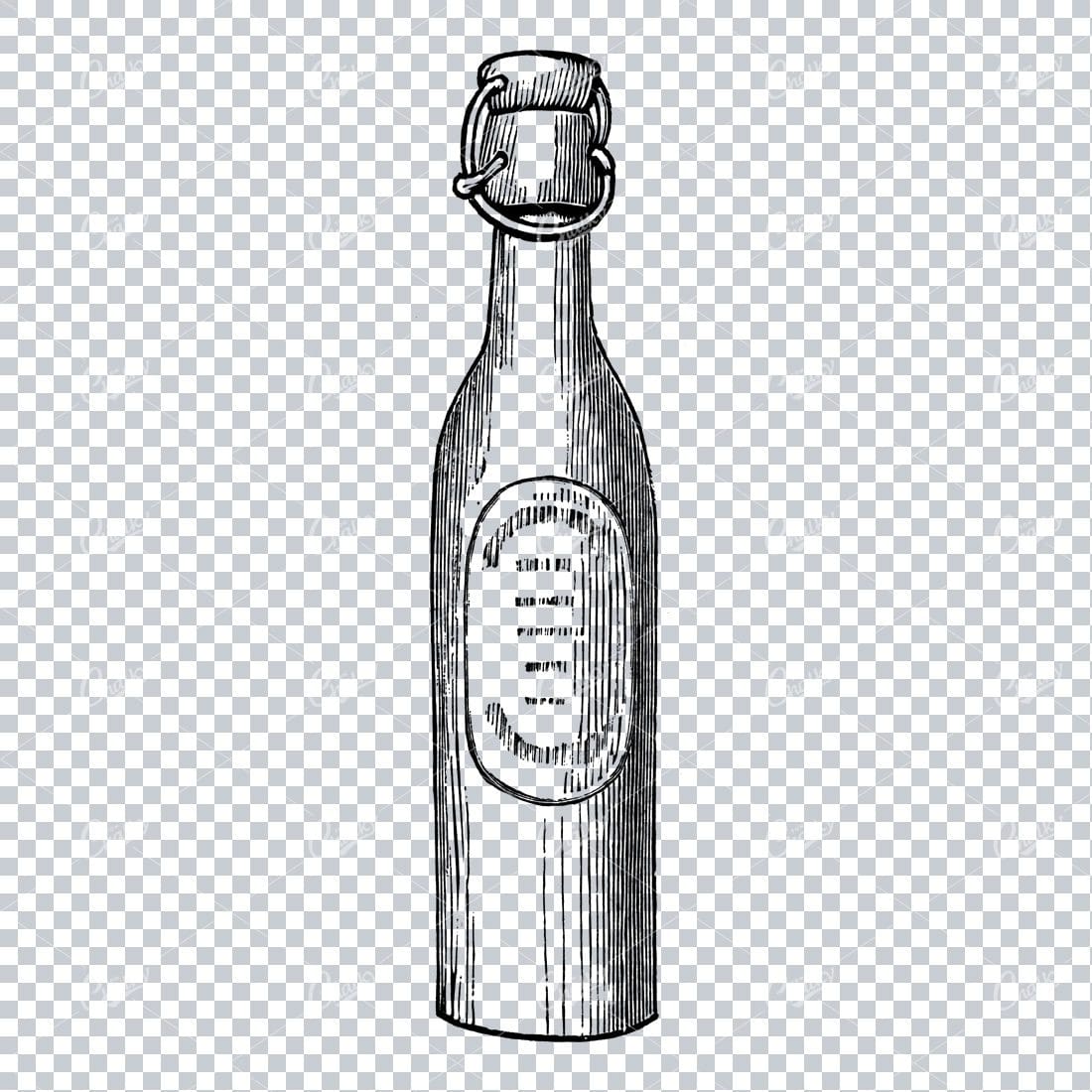 Antique Wine / Champagne Bottle Illustration No.4