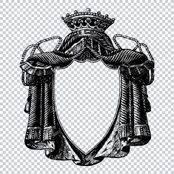 Antique Royal Badge / Shield Illustration with Crown No.1