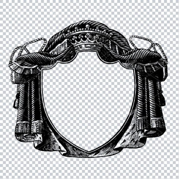 Antique Royal Badge / Shield Illustration with Crown No.2