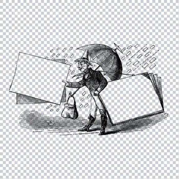 Vintage Marketing / Avertising Illustration with Banner / Print Space No.13