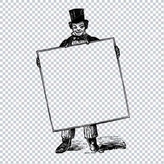 Vintage Marketing / Avertising Illustration with Banner / Print Space No.15