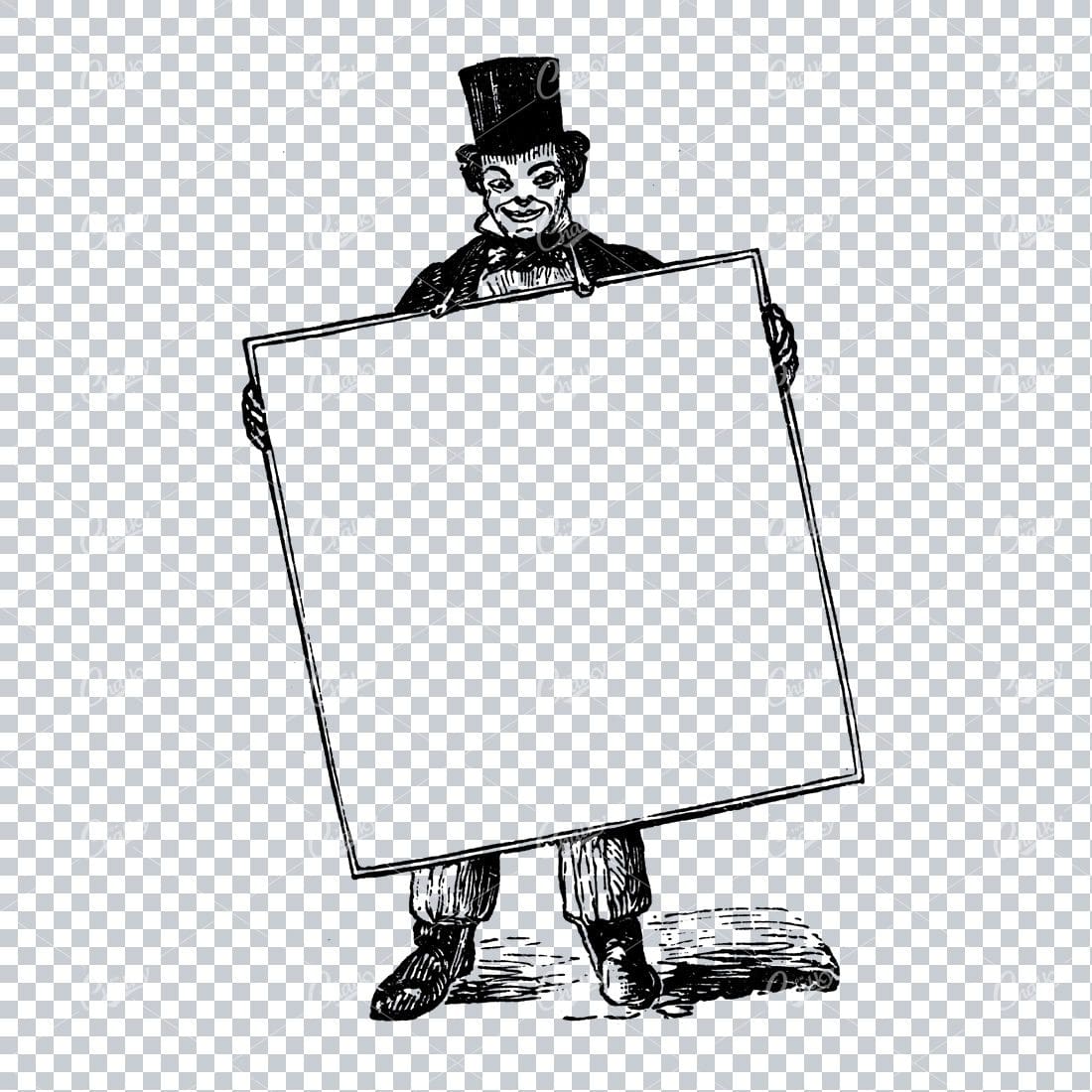 Vintage Marketing / Avertising Illustration with Banner / Print Space No.15