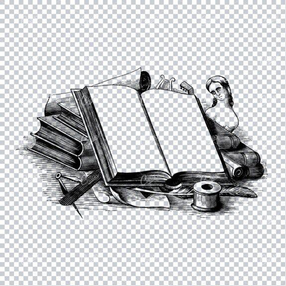 Vintage Marketing / Avertising Illustration with Banner / Print Space No.17