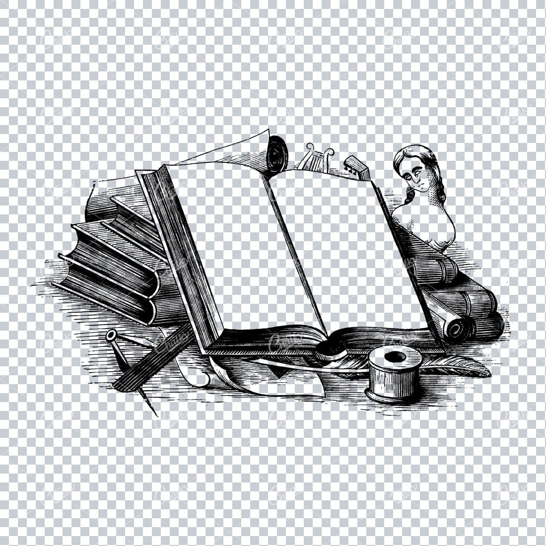Vintage Marketing / Avertising Illustration with Banner / Print Space No.17