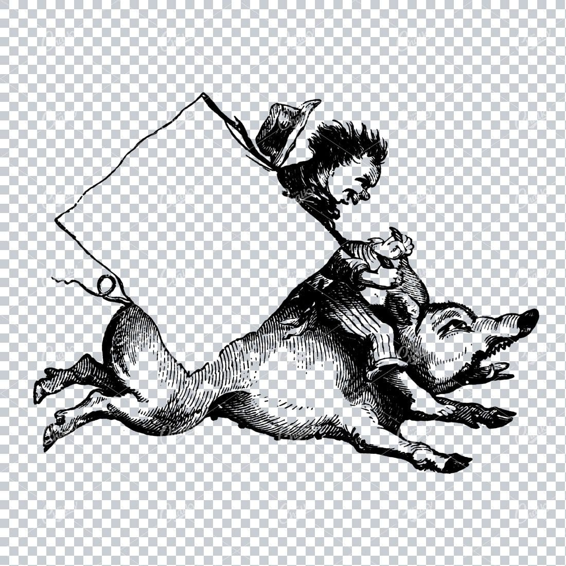 Vintage Marketing / Avertising Illustration with Banner / Print Space No.18