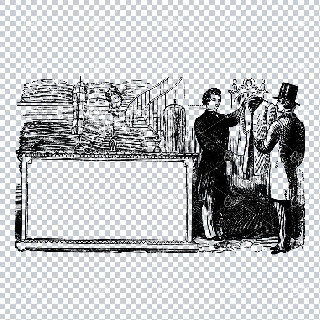Vintage Marketing / Avertising Illustration with Banner / Print Space No.22