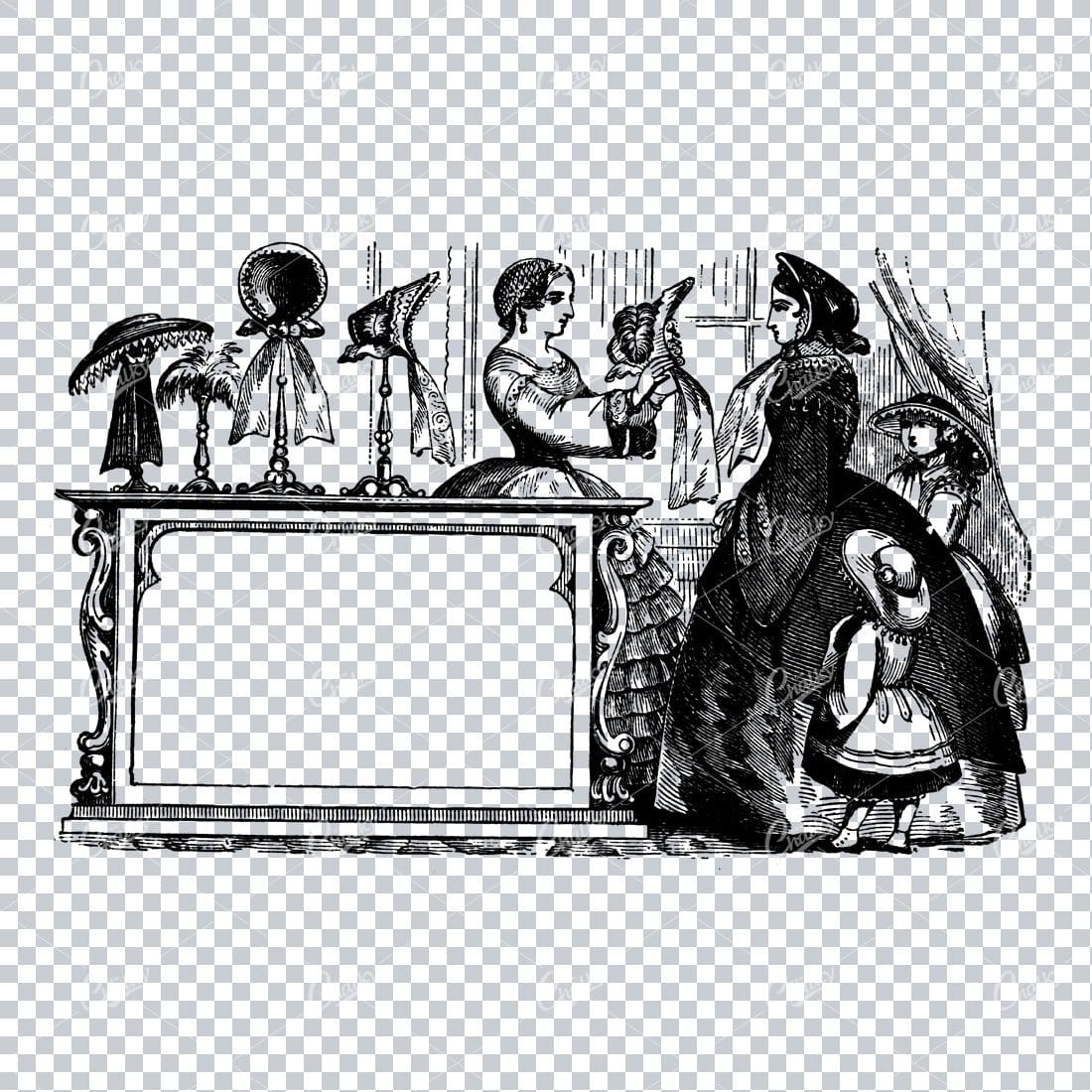 Vintage Marketing / Avertising Illustration with Banner / Print Space No.23