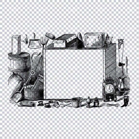 Vintage Marketing / Avertising Illustration with Banner / Print Space No.24