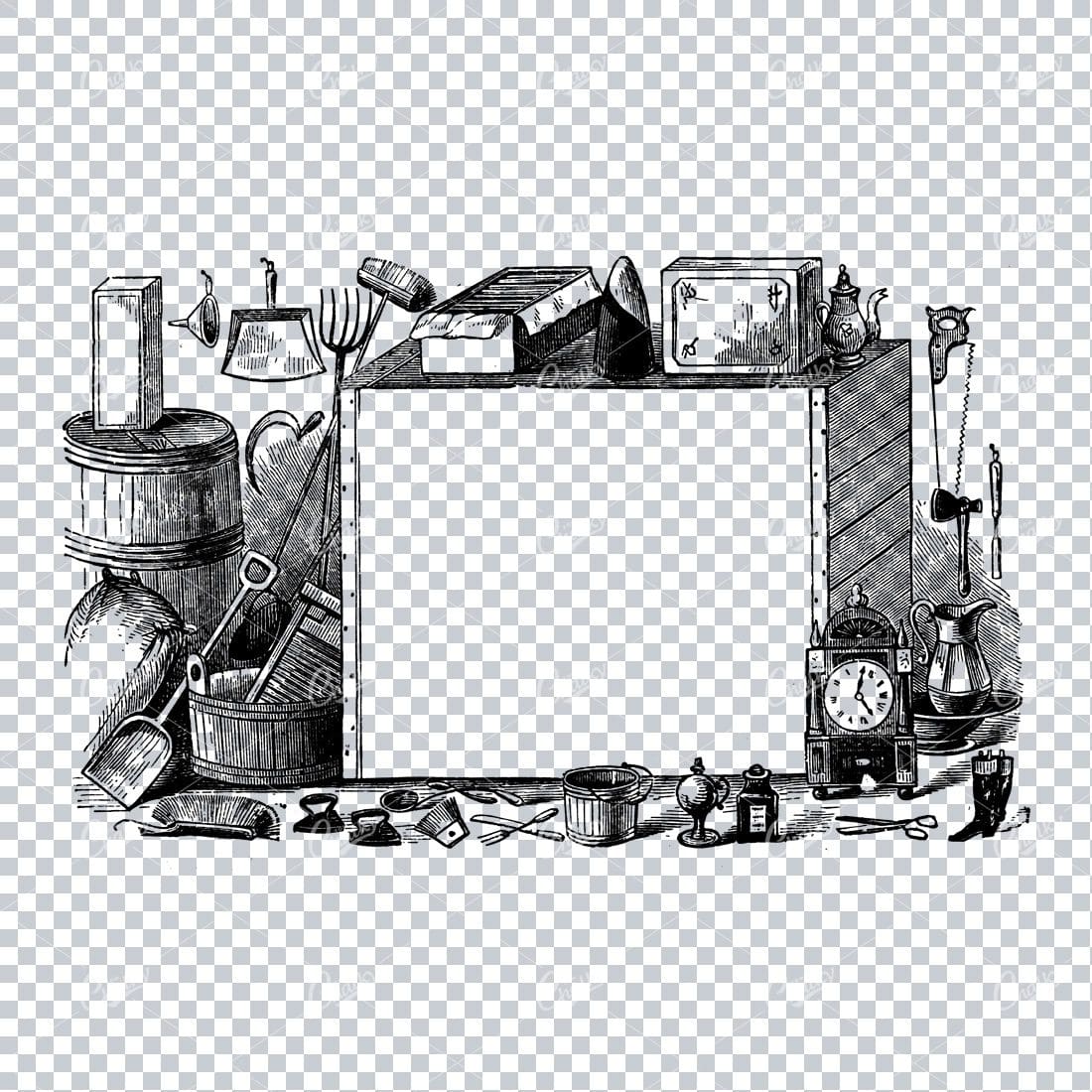 Vintage Marketing / Avertising Illustration with Banner / Print Space No.24