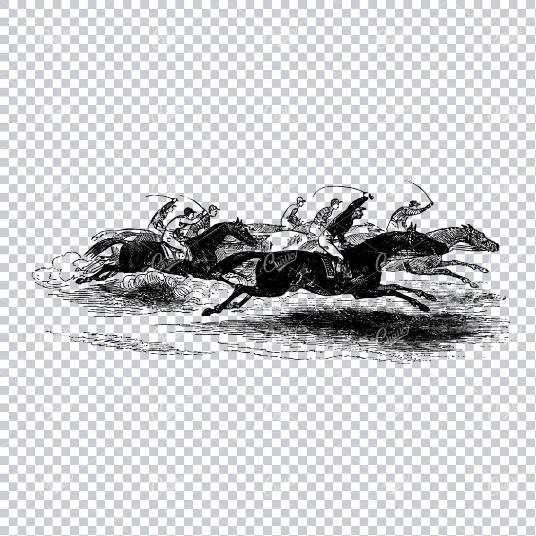 Vintage Horse Riding Illustration - Racing No.1