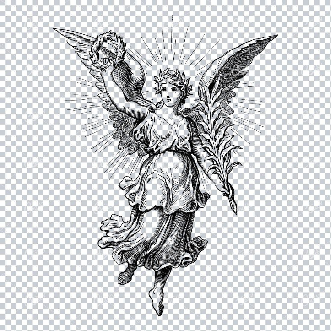 Antique Illustration of the Greek Goddess Victory 'Nike' No.1