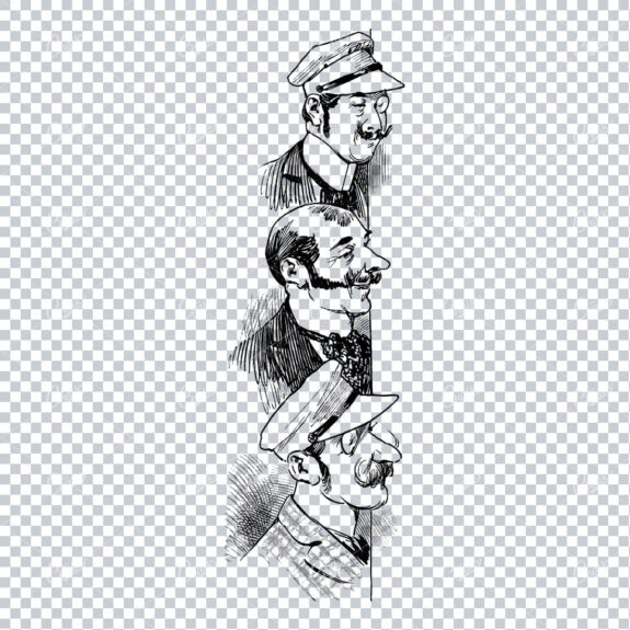 Gentleman with Moustage Pearing Over Page Edge - Marketing / Advertising Illustration No.3