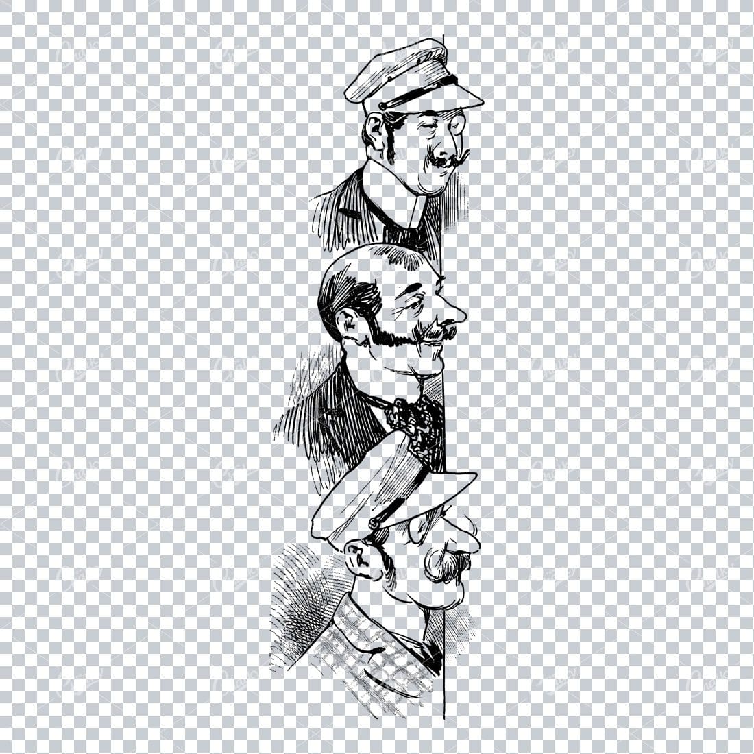 Gentleman with Moustage Pearing Over Page Edge - Marketing / Advertising Illustration No.3