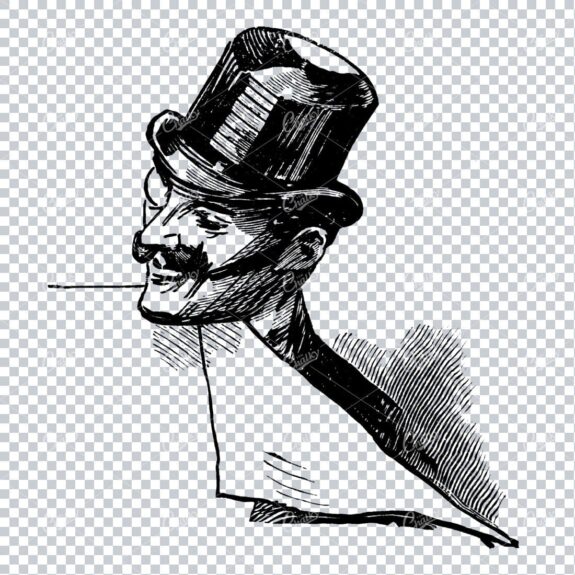 Gentleman with Moustage Pearing Over Page Edge - Marketing / Advertising Illustration No.4
