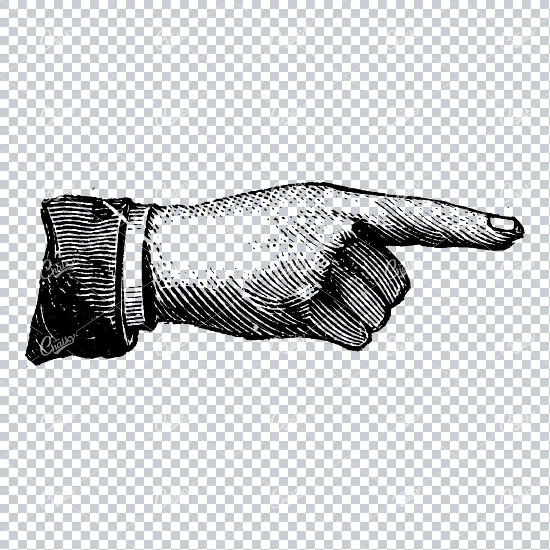 Vintage Illustration Of A Hand Pointing No.1