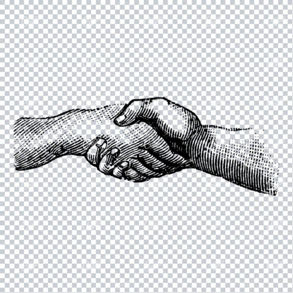 Vintage Illustration of Two Hands Shaking No.1