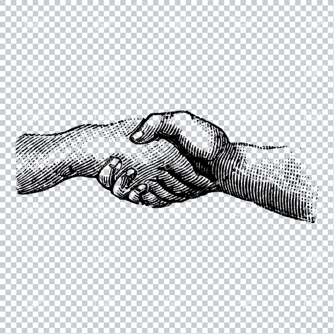 Vintage Illustration of Two Hands Shaking No.1