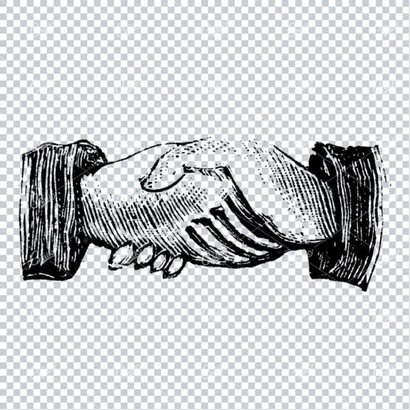 Vintage Illustration of Two Hands Shaking No.2