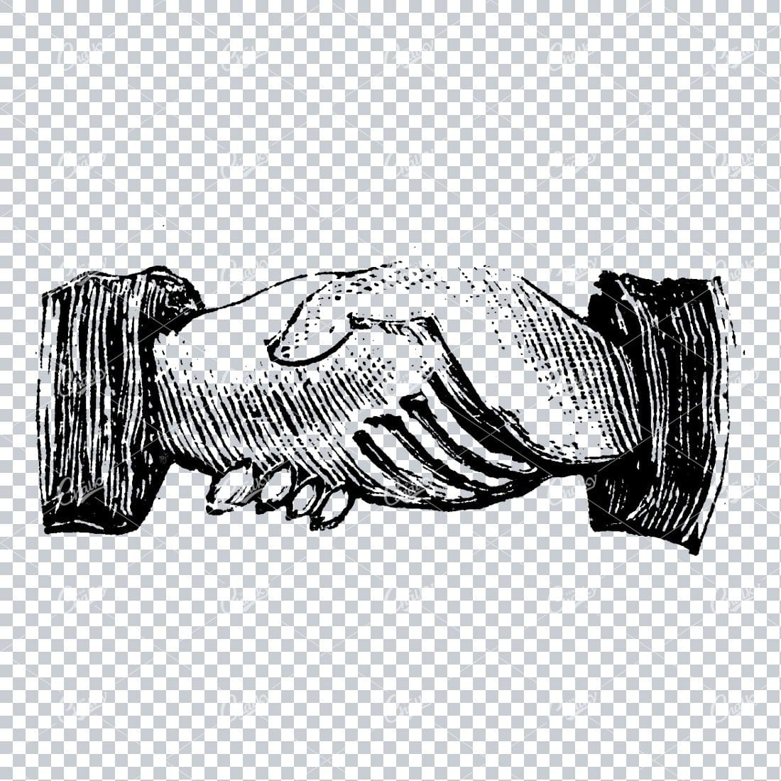 Vintage Illustration of Two Hands Shaking No.2