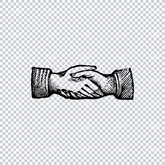 Vintage Illustration of Two Hands Shaking No.3