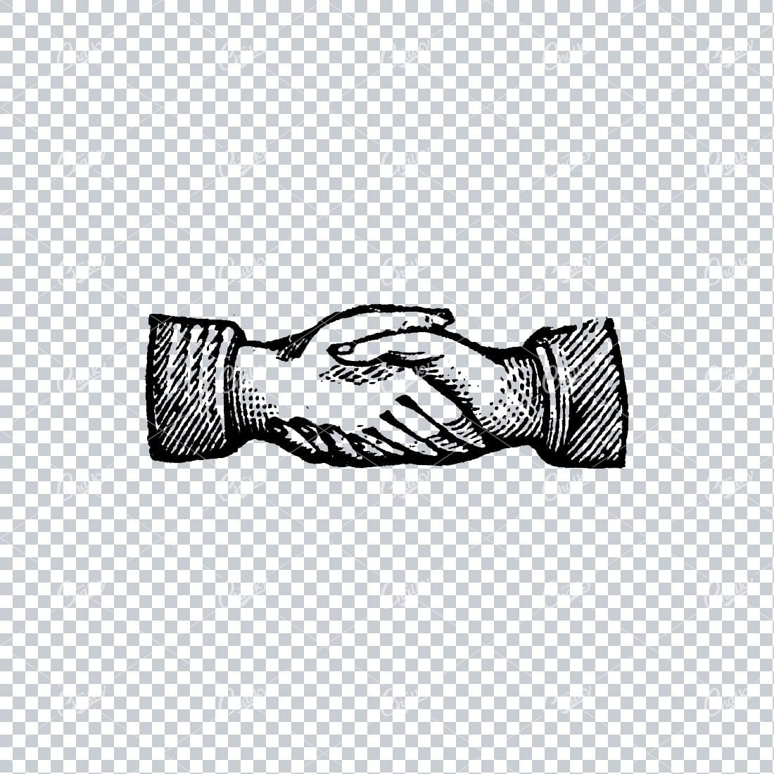 Vintage Illustration of Two Hands Shaking No.3