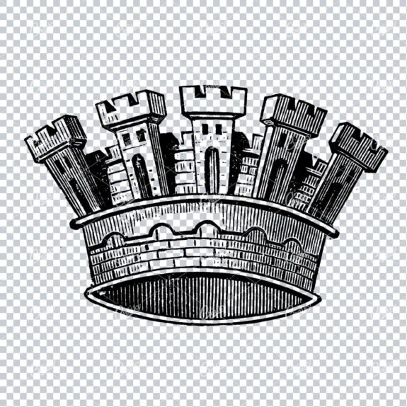 Vintage Crown Design with Castle Gates