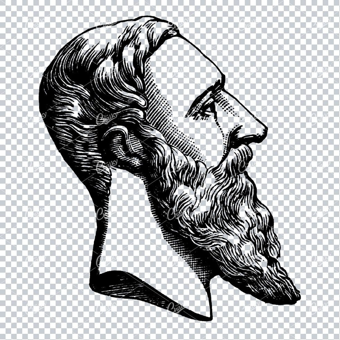 Side Profile of a Man with Long Beard Artwork