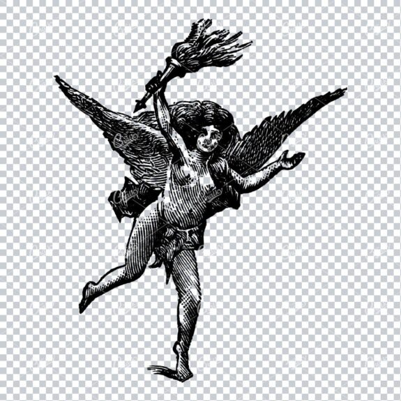 Angel Holding Fire Antique Illustration