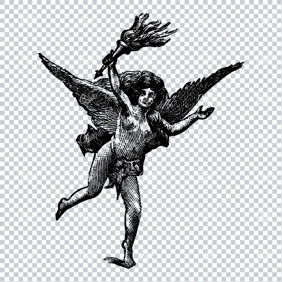 Angel Holding Fire Antique Illustration