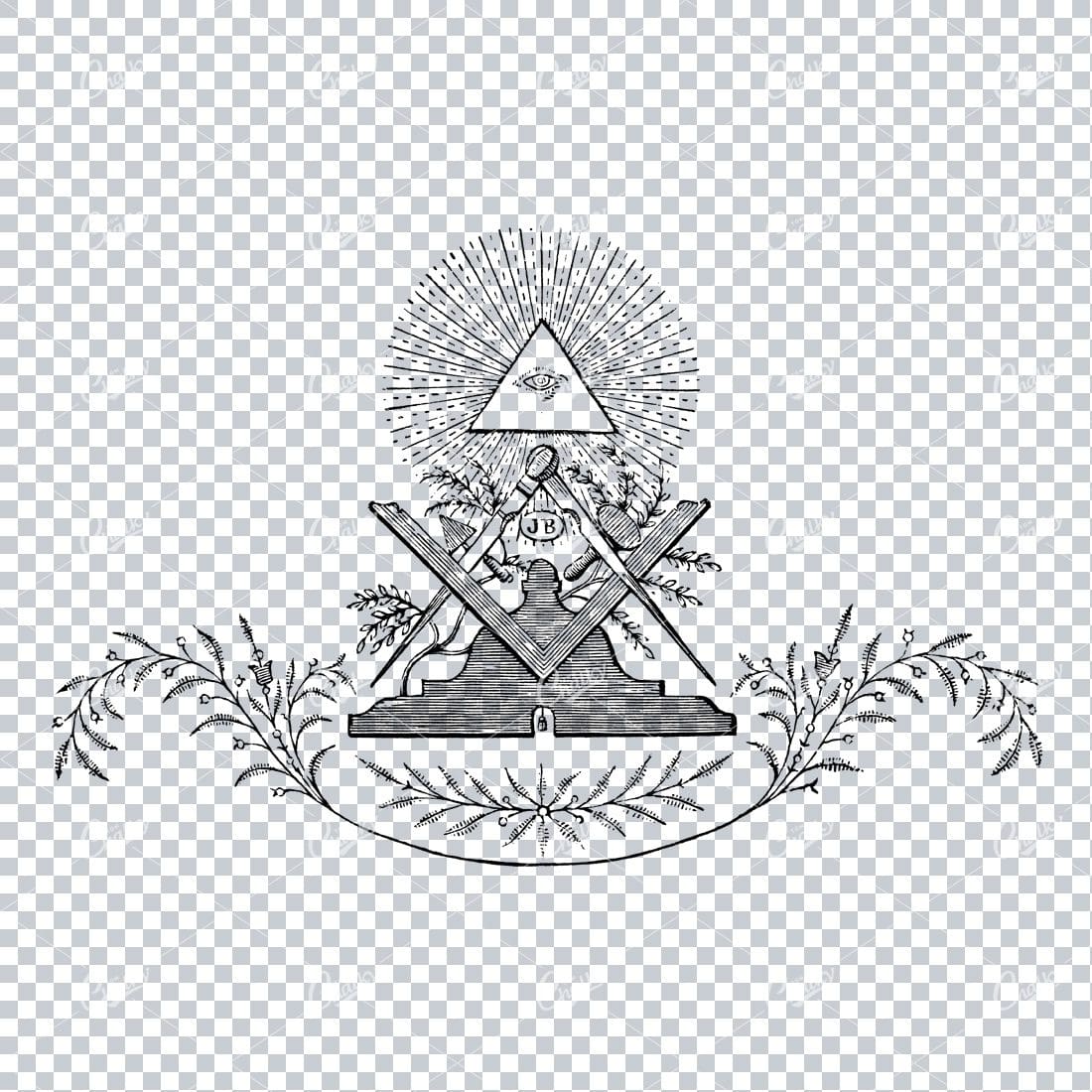 Vintage Line Art Illustration of the Freemason Symbol