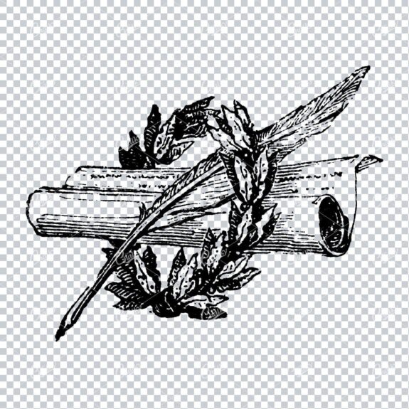 Vintage Writing Line Art Illustration - Author / Writers Artwork