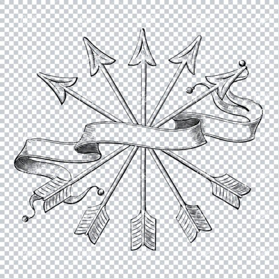 Five Arrows with Ribbon Overlapping Illustration